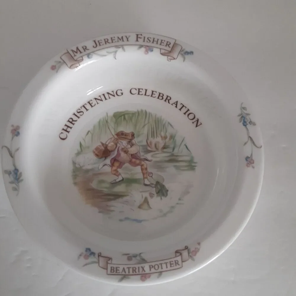 Vintage Beatrix Potter Christening Celebration Bowl& Cup Set Bone China